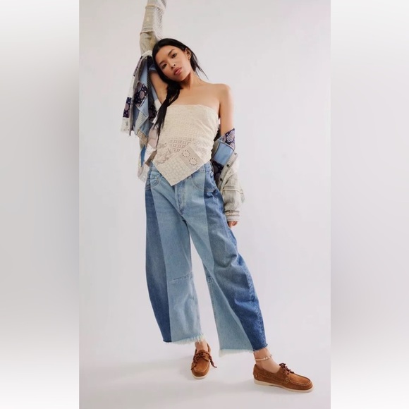 Free People Citizens Of Humanity Pieced Horseshoe Jeans Pieced Denim Fracture - Picture 1 of 8